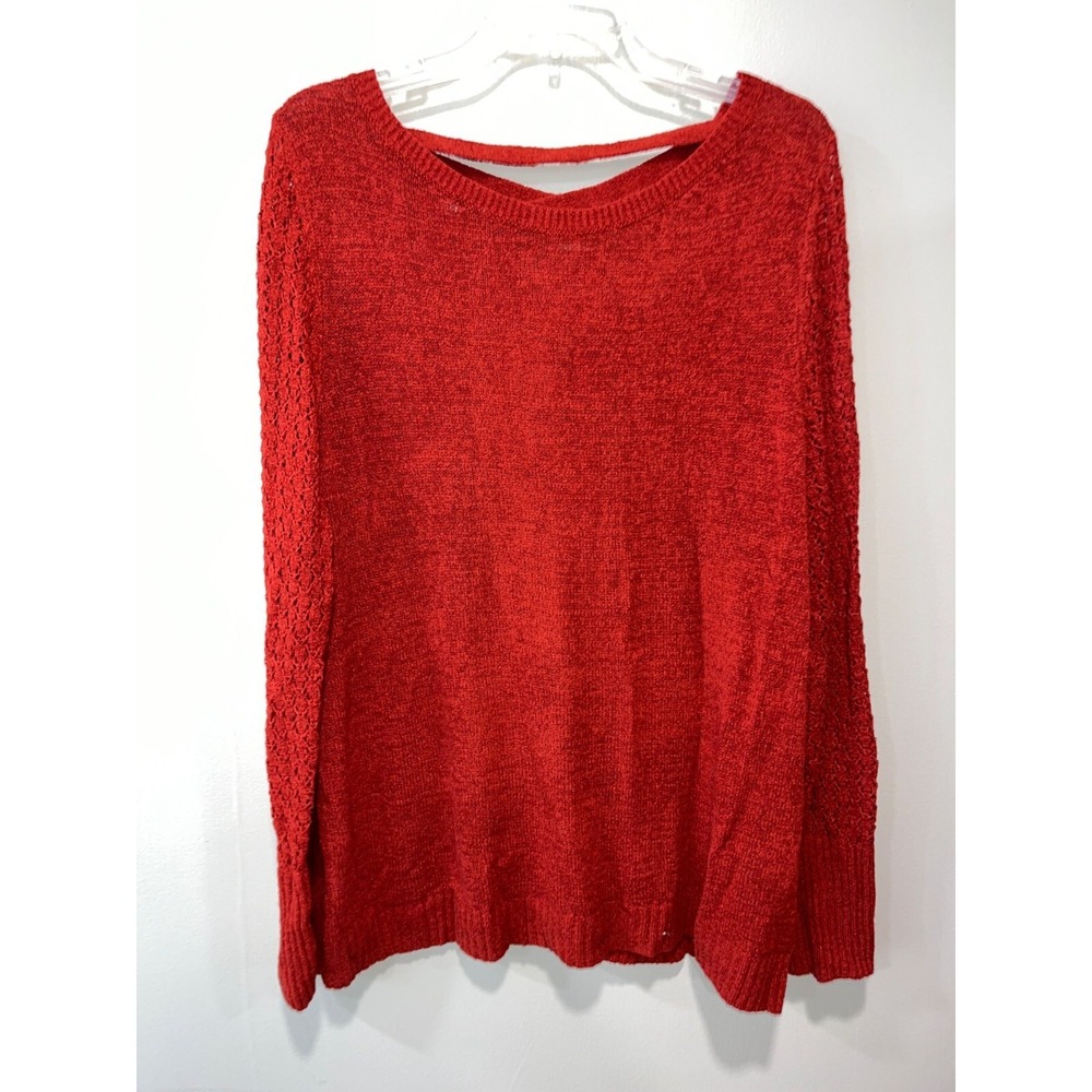 Red Maurices XXL Sweater With Lace-Up Back & Long Sleeves
